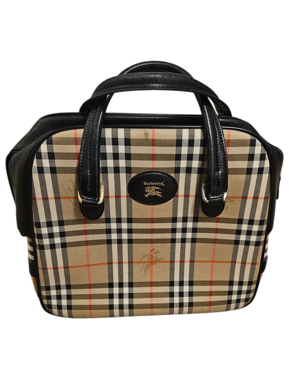 Vintage Burberry classic nova check handbag w/ black leather trimmings - UNISEX